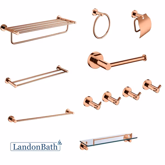 Accessoires de salle de bains en bois et en aluminium